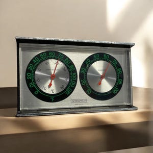 Vintage Springfield Tabletop Weather Station with Temperature and Humidity Gauge
