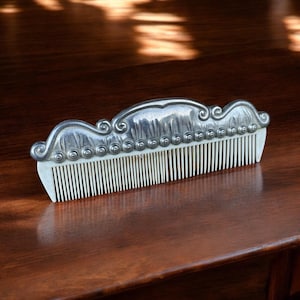 Victorian Style Antiqued Silver Plated Comb