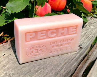 Peach Artisanal bar soap Organic Donkey Milk Marseille France 125g (4.40oz)