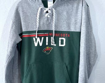 Felpa con cappuccio e lacci Minnesota Wild NHL J America Hockey Sweatshirt Uomo Taglia S Grigio