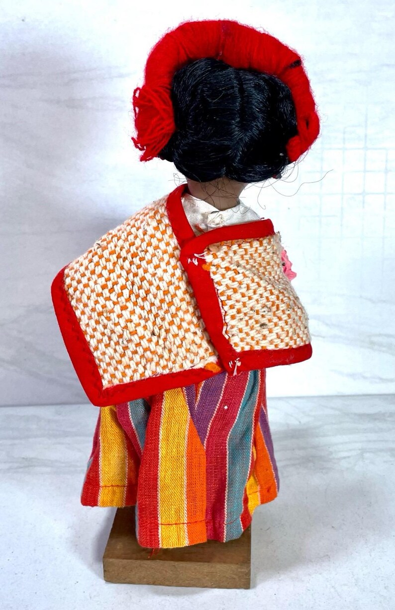 Vintage Guatemalan Folk Art Doll Hand Woven Textiles Souvenir Basket ...