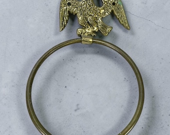 Vintage Solid Brass Eagle Towel Ring Holder Mid Century Modern Federal Style MCM
