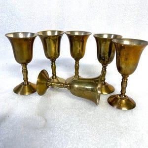 Set of six charming silver-plated cordial or brandy goblets