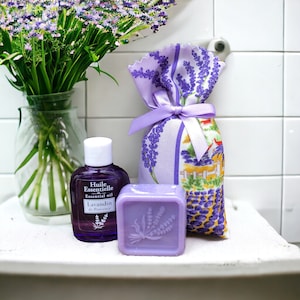 Provence Lavender Gift Set - Soap, Essential Oil, and Sachet for Relaxation and Aromatherapy