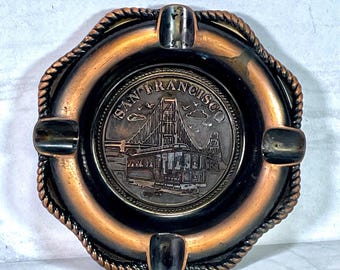 Vintage souvenir Ashtray from San Francisco, California Copper-toned finish