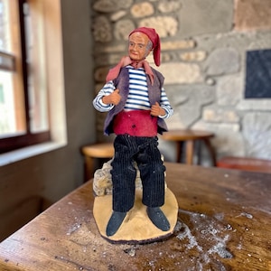 Vintage French Santon de Provence Fisherman - Handcrafted Terracotta Figurine