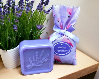 Small sachet of Lavender flowers grown in Provence Lavender soap 100% natural with Essential oil 0.88 Oz