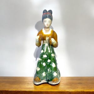 Asian Japanese Chinese Terracotta Tang Woman Musician Cymbals Sculpture