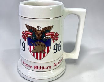 Vintage West Point US Military Academy Beer Stein - Class of 1996 - Gold Trim