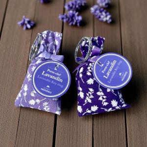 2 Lavender flowers sachets Keychains from Provence
