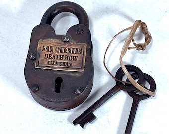 San Quentin Death Row Jail Lock mit Schlüsseln antikes Finish Americana Vorhängeschloss