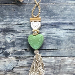 Hanging Braid Rope with Verbena Soap and crafted Heart Handmade in France