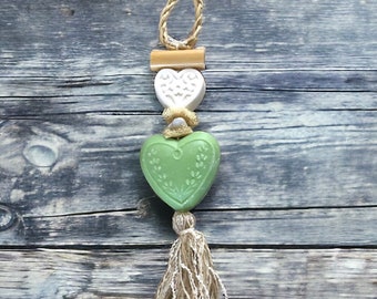 Hanging Braid Rope with Verbena Soap and crafted Heart Handmade in France