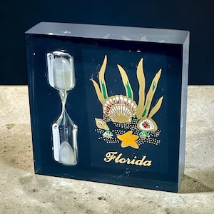 Pamiątkowy zegar piaskowy z Florydy z akrylu z pleksiglasu, muszla, rozgwiazda