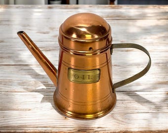 Vintage Solid Copper & Brass Olive Oil Dispenser Cruet | Made in Korea | 6"