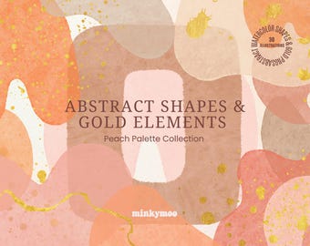 30 Diseños Abstractos Durazno y Dorados PNG – Elementos Digitales para Canva, Stickers, Marca Personal, Invitaciones y Más