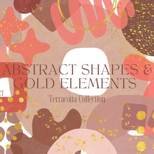 30 diseños abstractos de terracota y 20 de oro, diseños de acuarela, imágenes prediseñadas abstractas, imágenes prediseñadas de acuarela, diseños abstractos de oro, imágenes prediseñadas digitales