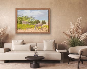 Desert Donkey Art Print • Baja California Coastal Landscape (Digital Painting)