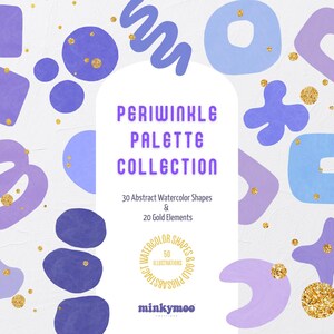 Abstract Watercolor Lavender and Gold Clipart Graphics – Watercolor Overlays, Gold Clipart Shapes, Minimalist Abstract PNGs, Glitter PNG