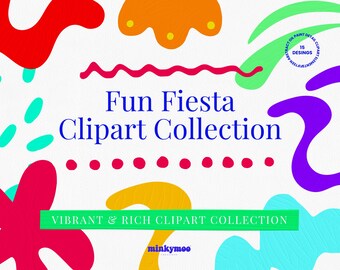 Clipart kleurrijke abstracte vormen – Fiesta Folk Art, png (digitale download)