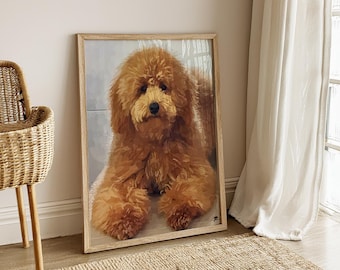 Miniature Poodle Art Print, Oil Paint Pet Portrait