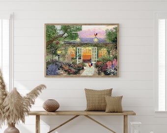 Vintage Country Cottage Art Print • Rustic Rooster Farmhouse Decor
