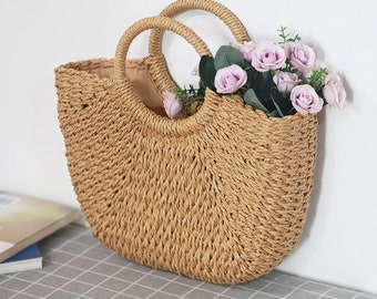 Summer Handmade Women Bags | Beach Straw Bag | Top Handle Handbags Totes