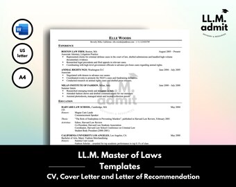 Plantillas de solicitud para la facultad de derecho: CV, carta de presentación y recomendación (formato Word)