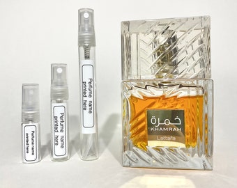 FREE SHIP - Lattafa Khamrah (Angels share clone) 3ml / 5ml / 10ml sample decant travel atomizer spray perfume