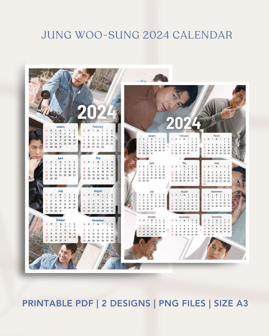 Jung Woo Sung 2024 Calendar Korean Actor Yearly Calendar 2024 Aesthetic