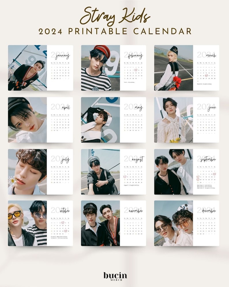 Stray Kids 2024 Calendar Stray Kids Monthly Calendar 2024 Aesthetic