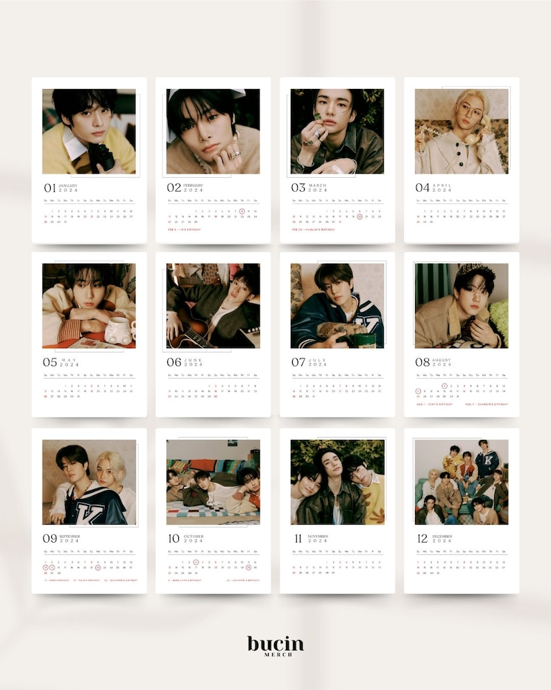 Stray Kids 2024 Kalender Stray Kids Monatskalender 2024 Aesthetic SKZ