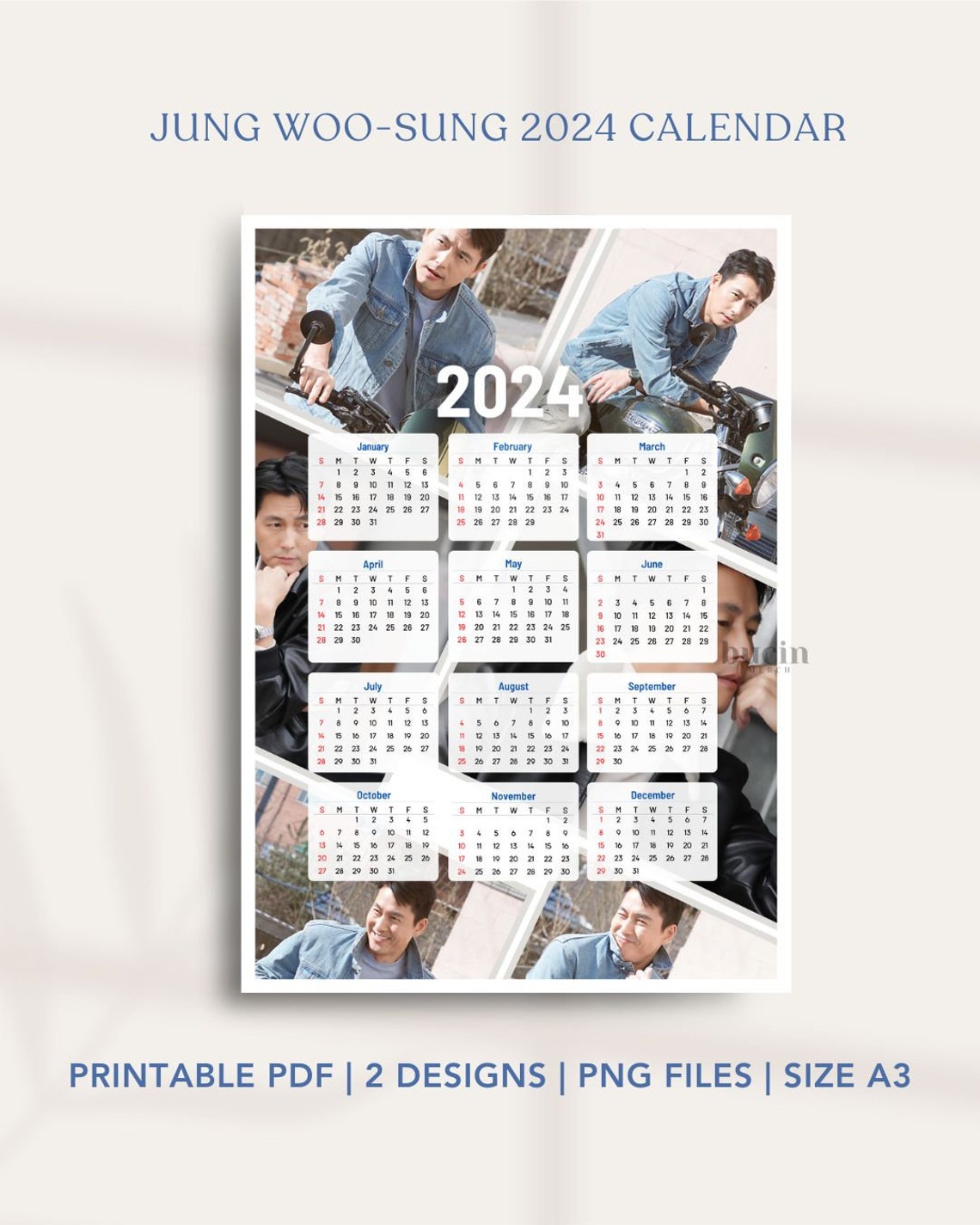 Jung Woo Sung 2024 Calendar Korean Actor Yearly Calendar 2024 Aesthetic
