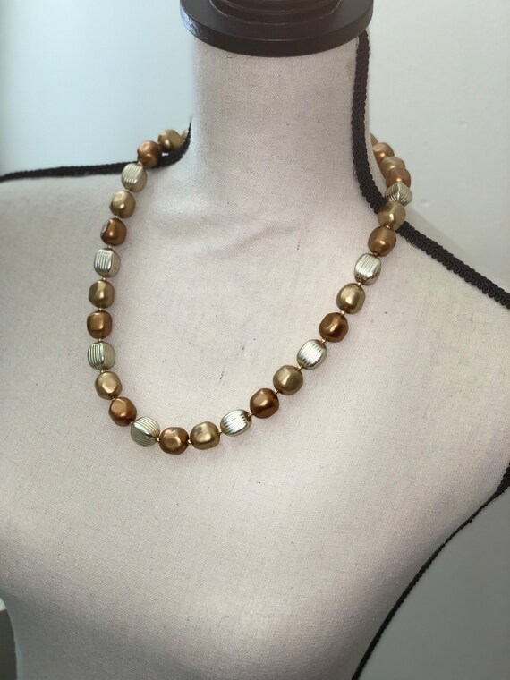 Vintage Czech Chocolate Marbleized Beaded Necklace - image 3