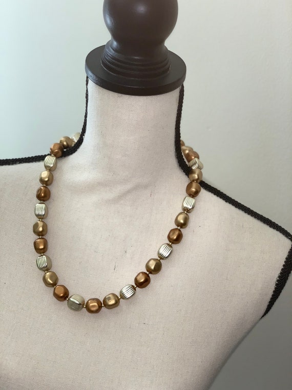 Vintage Czech Chocolate Marbleized Beaded Necklace - image 4