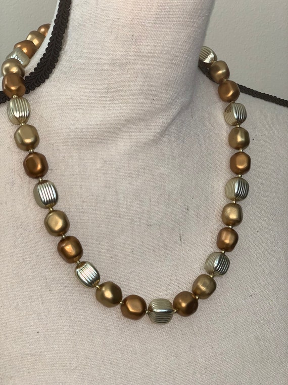 Vintage Czech Chocolate Marbleized Beaded Necklace - image 1