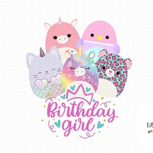 Squish Birthday * Original * PNG, Drucken dann schneiden, INSTANT Download squishy Birthday Girl transparente Clipart-Datei für Cricut, Sublimation