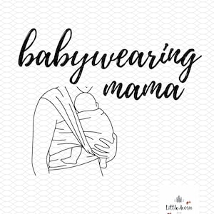 PNG SVG de porteo, Mamá Digital PNG, Archivo de corte de imágenes prediseñadas Cricut, Transparente, Impresión y corte, Sublima, Mamá porteando a su bebé, Crianza con cariño
