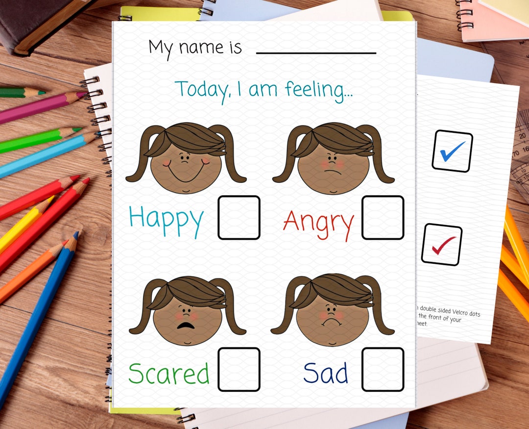 Daily Feelings Chart, GIRL, Emotions, INSTANT Download, Printable ...