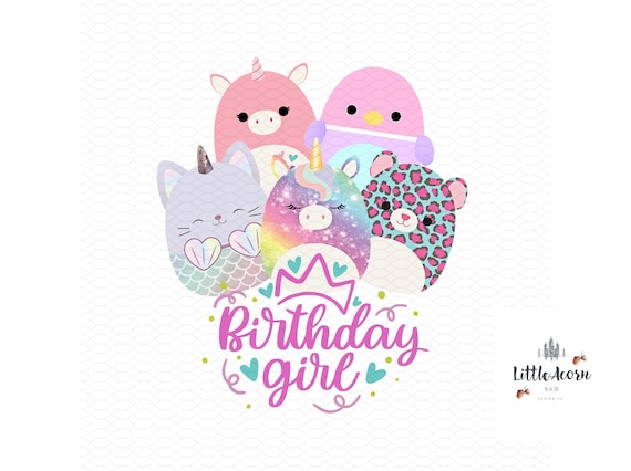Birthday Squish Print Then Cut PNG, Instant Download Squishy Birthday GIRL  Transparent Clipart File for Cricut, Sublimination 