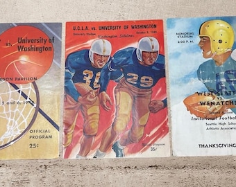 Lot (3) of 1948 Washington State Sports Programs with Uw & Ucla!