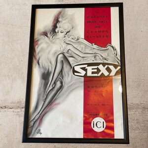 Vintage 1950s Le CABARET Music-Hall &#39;SEXY&#39; Poster - FRAMED!