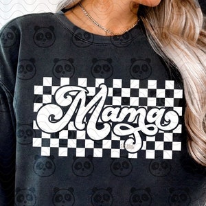 Retro Mama Checkered SVG, Mama Sublimation PNG, Rock&#39;n Roll Mom SVG, Mom png, Racing Mom png, Checkerboard Mama svg dxf Cricut Cutting File