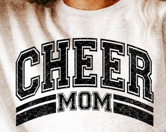 Cheer Mom SVG PNG DXF, Cheer Mama Shirt Png Sublimazione, Cheerleading Svg, Cheer Mom Maglia Font, Cheer Varsity Svg Distressed Cheer Mom Png