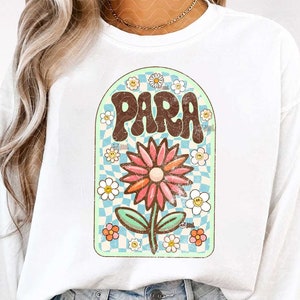 Adorable PARA Png, Vintage Para Shirt PNG Sublimation, Retro Floral Para png, Para Teacher png Download, Checkered Paraprofessional png dtf