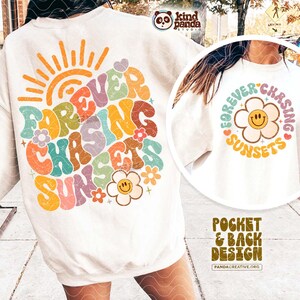 Forever Chasing Sunsets, Floral Summer SVG PNG, Retro Vacation Beach Shirt png Design, Groovy Aesthetic Summer png DTF Transfer Download