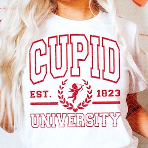Cupid University, Red Valentine SVG PNG DXF, Valentine&#39;s Day Cricut Cut File, Love Sublimation, Cupid, Heart DtF Transfer Digital Download