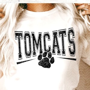 Tomcats SVG PNG DXF, Distressed Tomcat Paw Shirt Sublimation Design, Game Day College Mascot Cut File, Silhouette Cameo, Digital Download