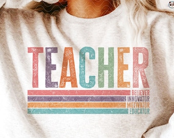 Retro teacher png, vintage teacher png, teacher life png, teacher clipart, teacher sublimation, back to school png instant digital download