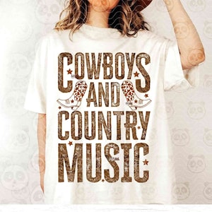 Cowboys et musique country PNG, Retro Cowgirl T-Shirt Sublimation, Western Girls Trip png, Howdy Girls png, Leopard Print vintage Country png